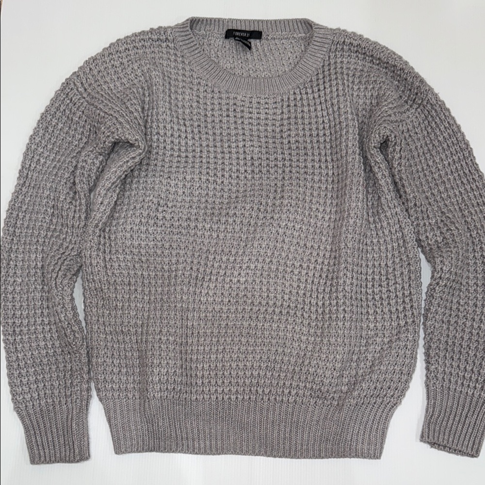 Forever 21 Gray Textured Crewneck Sweater
